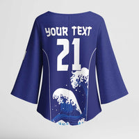 Japan Pacific Rugby Custom Kimono Sleeve Blouse Go Sakura Japanese Wave Pattern - Polynesian Pride