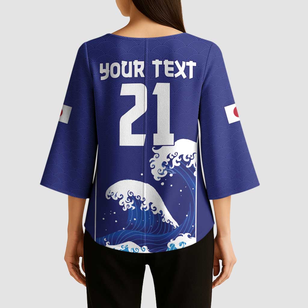 Japan Pacific Rugby Custom Kimono Sleeve Blouse Go Sakura Japanese Wave Pattern - Polynesian Pride