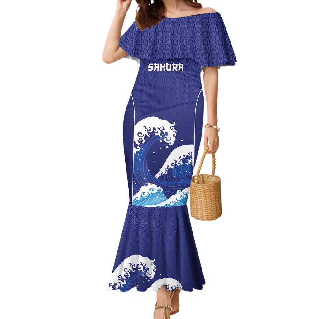 Japan Pacific Rugby Custom Mermaid Dress Go Sakura Japanese Wave Pattern