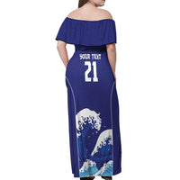 Japan Pacific Rugby Custom Off Shoulder Maxi Dress Go Sakura Japanese Wave Pattern