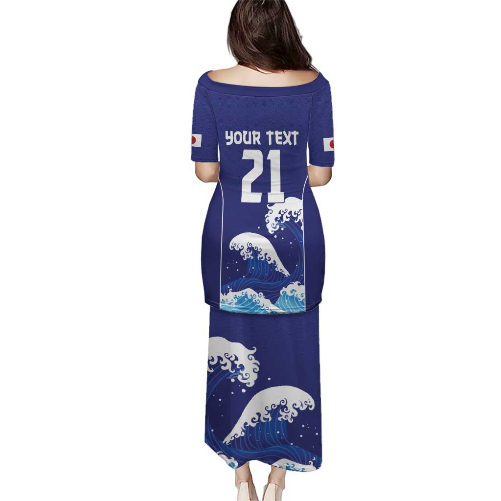 Japan Pacific Rugby Custom Puletasi Go Sakura Japanese Wave Pattern