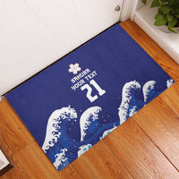Japan Pacific Rugby Custom Rubber Doormat Go Sakura Japanese Wave Pattern