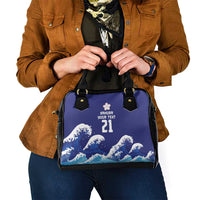 Japan Pacific Rugby Custom Shoulder Handbag Go Sakura Japanese Wave Pattern