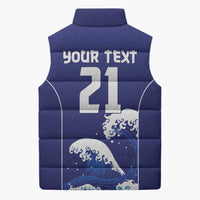 Japan Pacific Rugby Custom Sleeveless Puffer Jacket Go Sakura Japanese Wave Pattern - Polynesian Pride