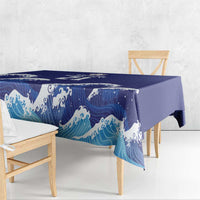 Japan Pacific Rugby Custom Tablecloth Go Sakura Japanese Wave Pattern