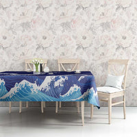 Japan Pacific Rugby Custom Tablecloth Go Sakura Japanese Wave Pattern