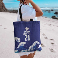 Japan Pacific Rugby Custom Tote Bag Go Sakura Japanese Wave Pattern - Polynesian Pride