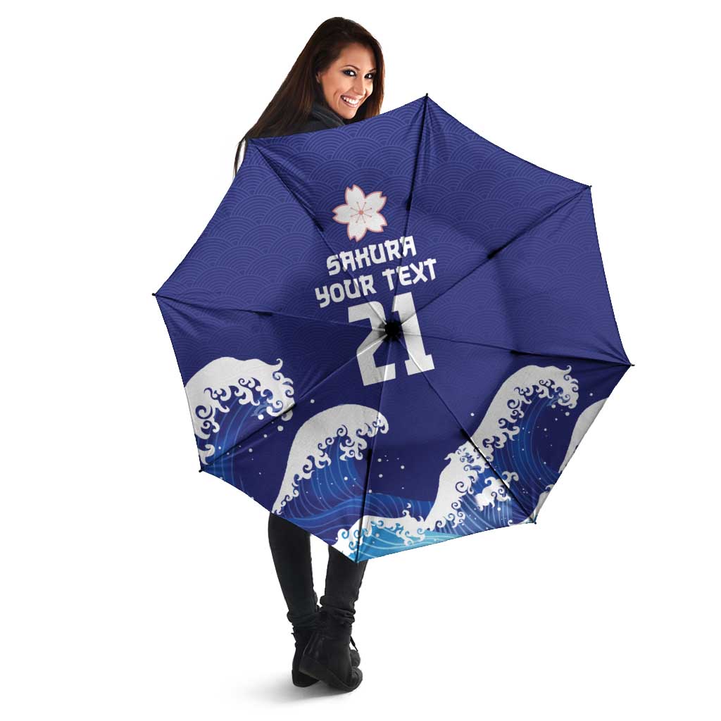 Japan Pacific Rugby Custom Umbrella Go Sakura Japanese Wave Pattern - Polynesian Pride