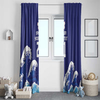 Japan Pacific Rugby Custom Window Curtain Go Sakura Japanese Wave Pattern