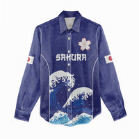 Japan Pacific Rugby Custom Women Casual Shirt Go Sakura Japanese Wave Pattern LT9 - Polynesian Pride