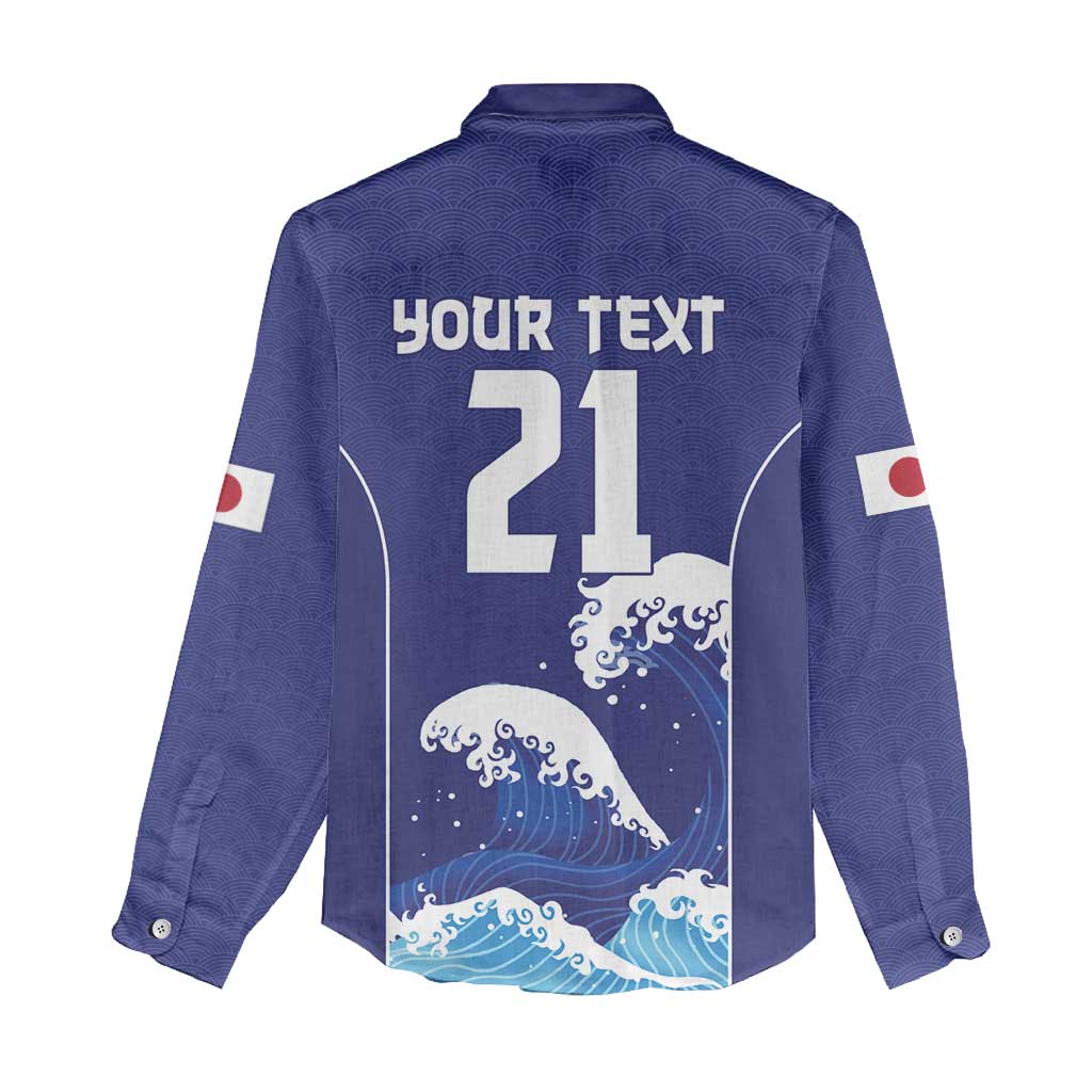 Japan Pacific Rugby Custom Women Casual Shirt Go Sakura Japanese Wave Pattern LT9 - Polynesian Pride