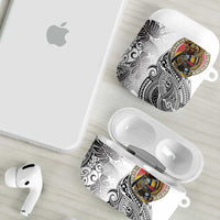 Japanese Samurai Warrior AirPods Case White Polynesian Tattoo Style - Polynesian Pride