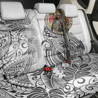 Japanese Samurai Warrior Back Car Seat Cover White Polynesian Tattoo Style