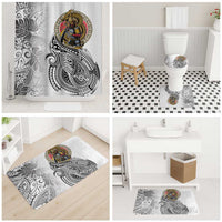 Japanese Samurai Warrior Bathroom Set White Polynesian Tattoo Style - Polynesian Pride