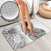 Japanese Samurai Warrior Bathroom Set White Polynesian Tattoo Style - Polynesian Pride