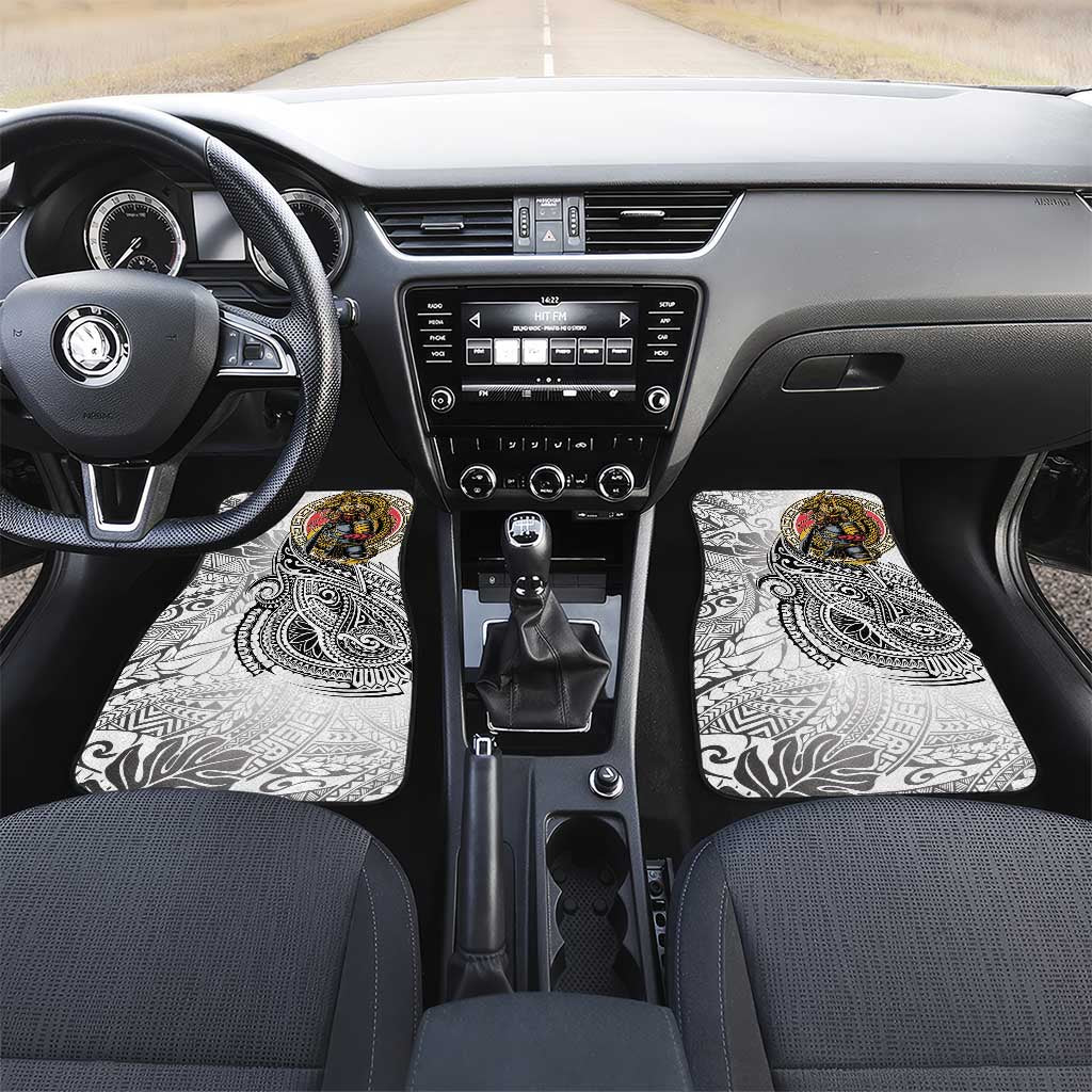 Japanese Samurai Warrior Car Mats White Polynesian Tattoo Style