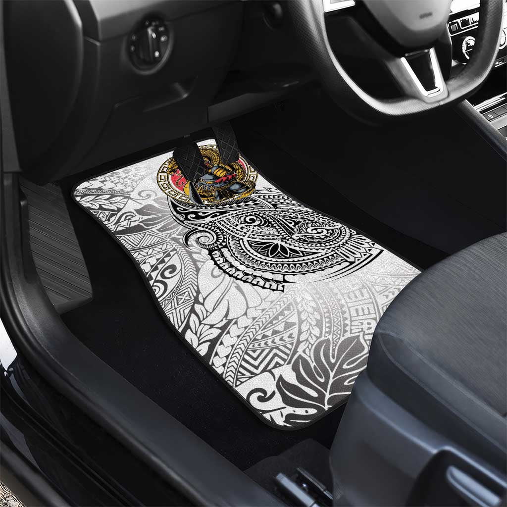 Japanese Samurai Warrior Car Mats White Polynesian Tattoo Style