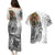 Japanese Samurai Warrior Couples Matching Puletasi and Hawaiian Shirt White Polynesian Tattoo Style