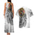 Japanese Samurai Warrior Couples Matching Tank Maxi Dress and Hawaiian Shirt White Polynesian Tattoo Style