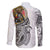 Japanese Samurai Warrior Family Matching Off The Shoulder Long Sleeve Dress and Hawaiian Shirt White Polynesian Tattoo Style