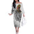 Japanese Samurai Warrior Family Matching Off The Shoulder Long Sleeve Dress and Hawaiian Shirt White Polynesian Tattoo Style