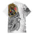 Japanese Samurai Warrior Family Matching Off Shoulder Short Dress and Hawaiian Shirt White Polynesian Tattoo Style