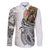 Japanese Samurai Warrior Family Matching Off Shoulder Short Dress and Hawaiian Shirt White Polynesian Tattoo Style