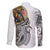 Japanese Samurai Warrior Family Matching Off Shoulder Short Dress and Hawaiian Shirt White Polynesian Tattoo Style