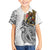 Japanese Samurai Warrior Family Matching Off Shoulder Short Dress and Hawaiian Shirt White Polynesian Tattoo Style