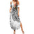 Japanese Samurai Warrior Family Matching Summer Maxi Dress and Hawaiian Shirt White Polynesian Tattoo Style