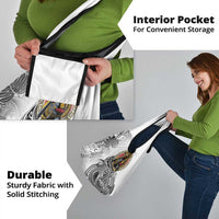 Japanese Samurai Warrior Grocery Bag White Polynesian Tattoo Style