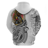 Japanese Samurai Warrior Hoodie White Polynesian Tattoo Style