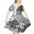Japanese Samurai Warrior Kid Short Sleeve Dress White Polynesian Tattoo Style