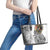 Japanese Samurai Warrior Leather Tote Bag White Polynesian Tattoo Style