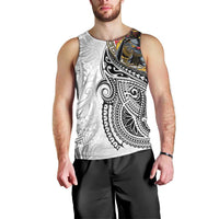 Japanese Samurai Warrior Men Tank Top White Polynesian Tattoo Style