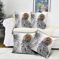 Japanese Samurai Warrior Pillow Cover White Polynesian Tattoo Style LT9 - Polynesian Pride