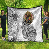 Japanese Samurai Warrior Quilt White Polynesian Tattoo Style