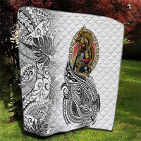 Japanese Samurai Warrior Quilt White Polynesian Tattoo Style
