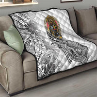 Japanese Samurai Warrior Quilt White Polynesian Tattoo Style