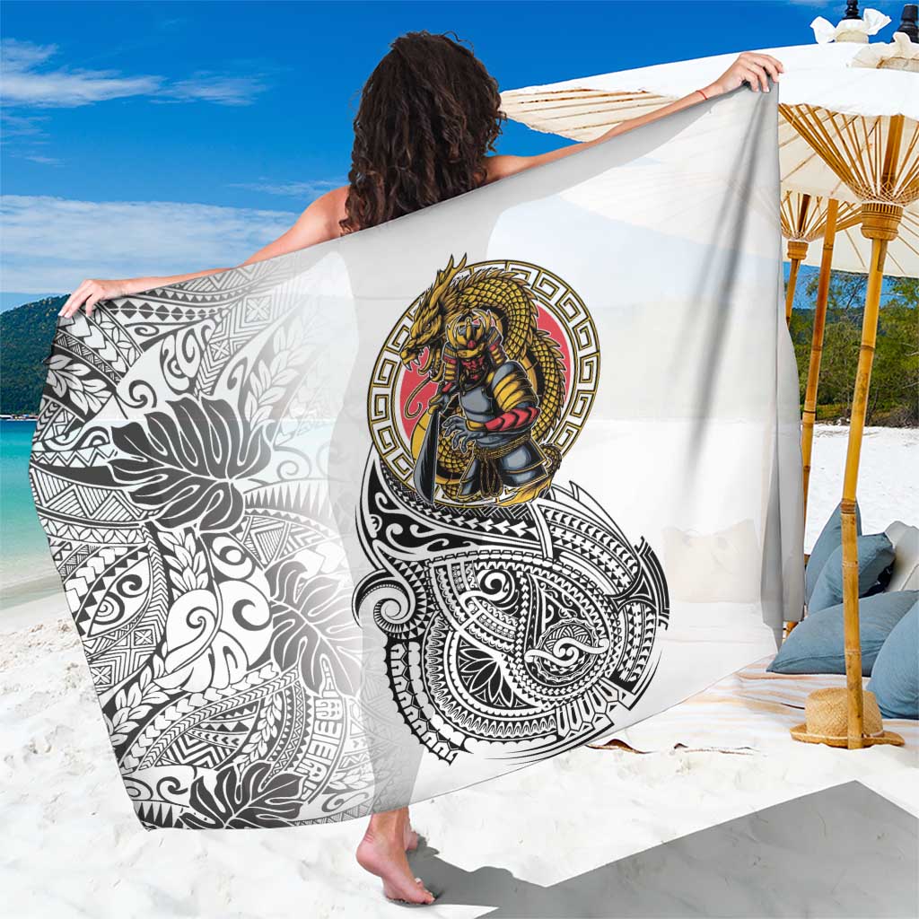 Japanese Samurai Warrior Sarong White Polynesian Tattoo Style