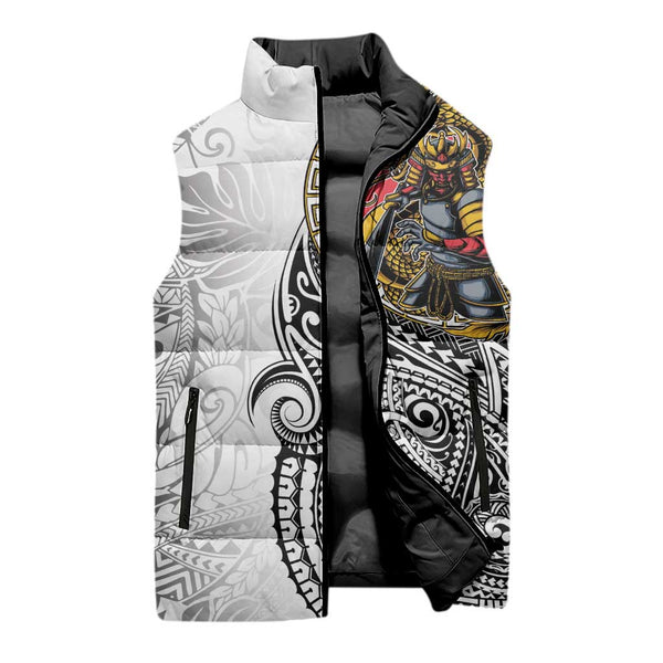 Japanese Samurai Warrior Sleeveless Puffer Jacket White Polynesian ...