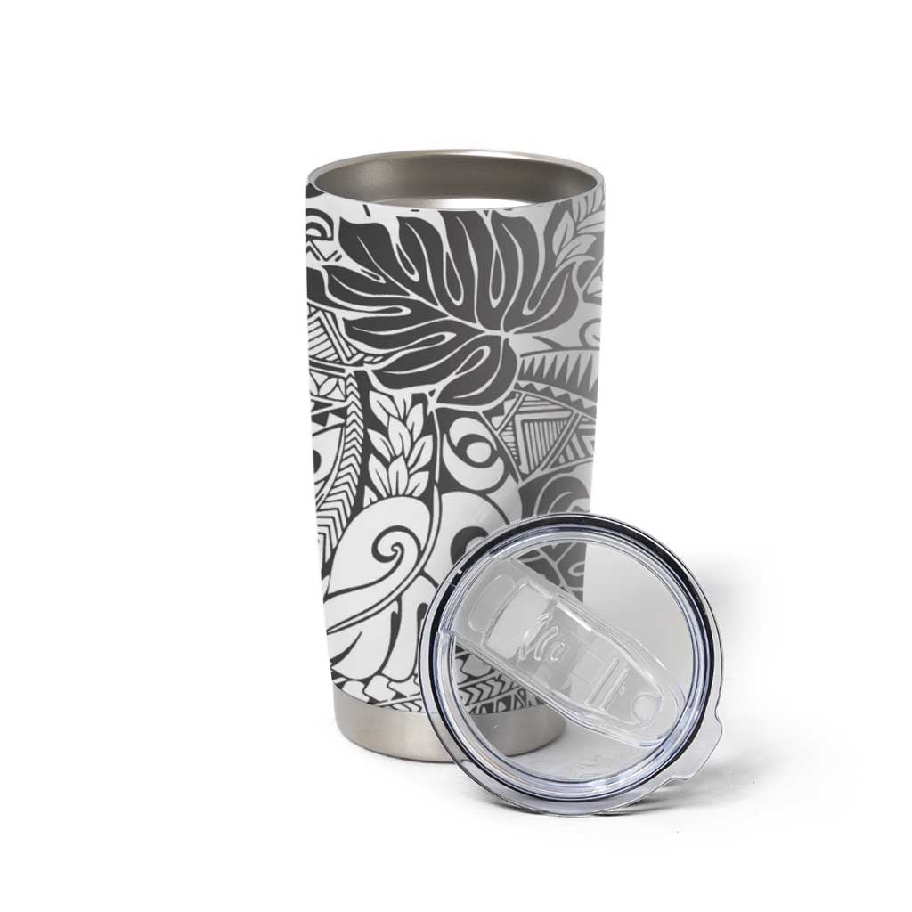 Japanese Samurai Warrior Tumbler Cup White Polynesian Tattoo Style