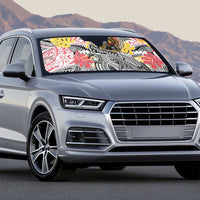 Japanese Samurai Warrior Auto Sun Shade Colorful Polynesian Tattoo Style - Polynesian Pride