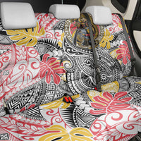 Japanese Samurai Warrior Back Car Seat Cover Colorful Polynesian Tattoo Style