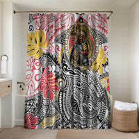 Japanese Samurai Warrior Bathroom Set Colorful Polynesian Tattoo Style - Polynesian Pride