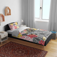 Japanese Samurai Warrior Bedding Set Colorful Polynesian Tattoo Style