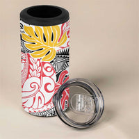 Japanese Samurai Warrior 4 in 1 Can Cooler Tumbler Colorful Polynesian Tattoo Style