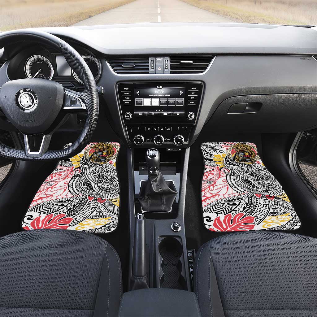 Japanese Samurai Warrior Car Mats Colorful Polynesian Tattoo Style
