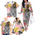 Japanese Samurai Warrior Family Matching Off The Shoulder Long Sleeve Dress and Hawaiian Shirt Colorful Polynesian Tattoo Style
