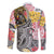 Japanese Samurai Warrior Family Matching Off Shoulder Short Dress and Hawaiian Shirt Colorful Polynesian Tattoo Style